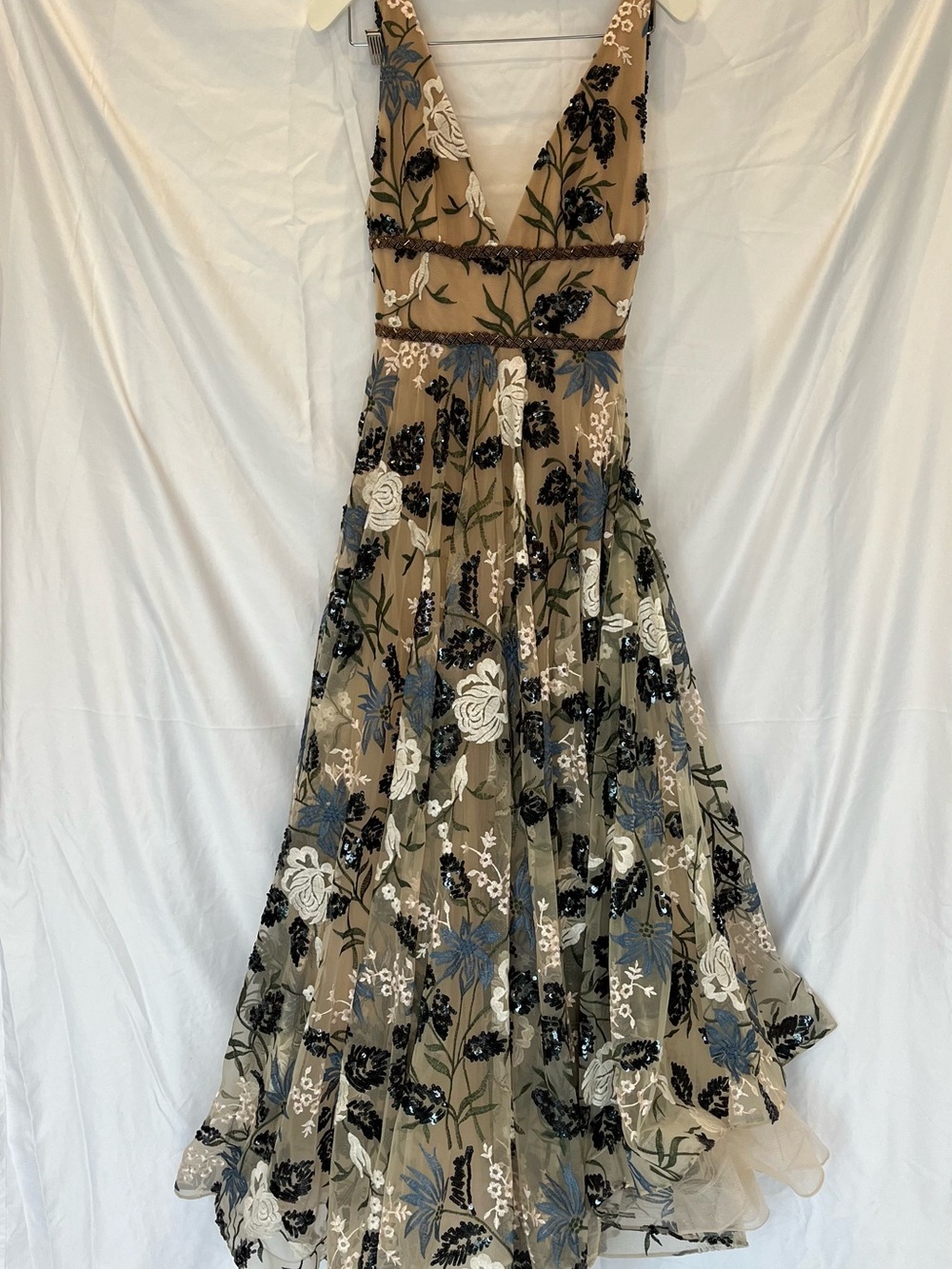 Revolve Bronx and Banco Tunisia Plunge Embroidered V-Neck Floral Evening Gown - Picture 9 of 11